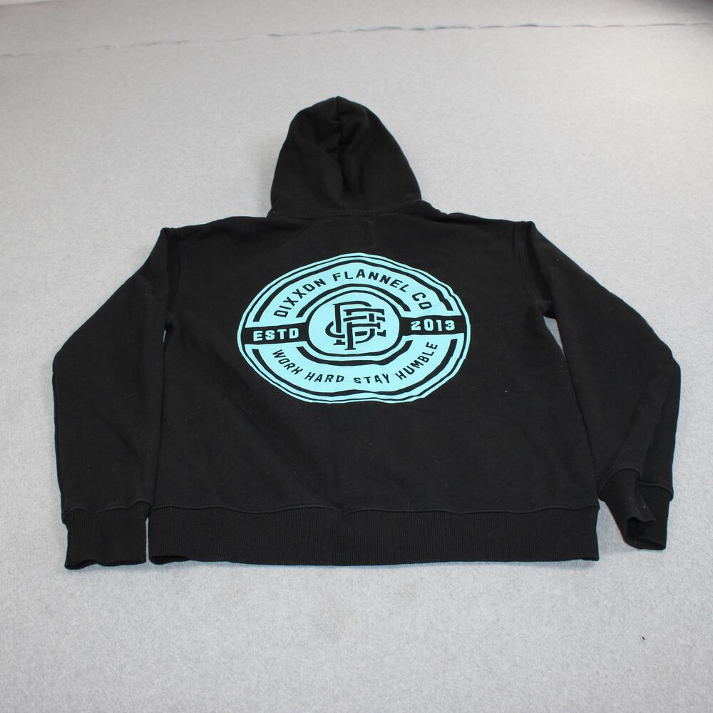 Dixxon Flannel Hoodie Womens Medium Black Full Zip Work Hard Stay Humble Fleece